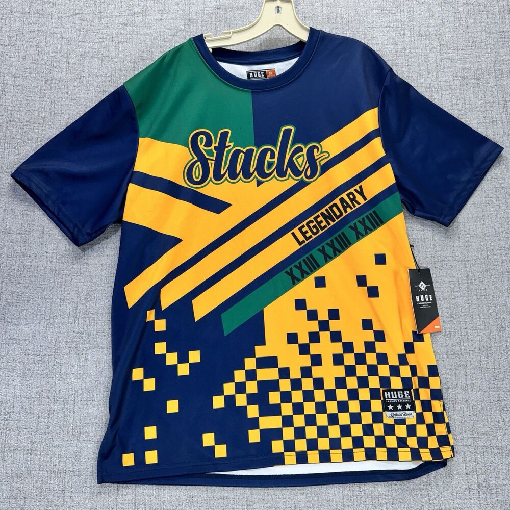 Huge Fashion Exchange Jersey Men's XL Blue Yellow Checkerboard